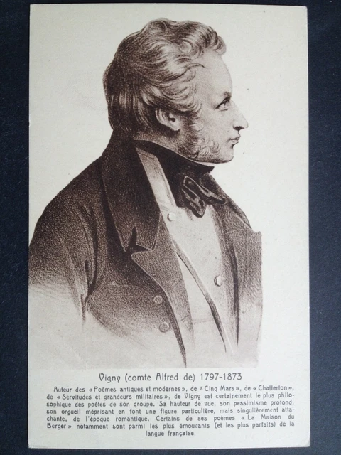 cpa LITHO PRINT portrait of COUNT Alfred de VIGNY poet 1797-1873 Loches Paris