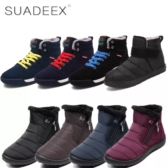 Mens Snow Boots Winter Fur Lined Womens Waterproof Warm Thermal Outdoor Shoes UK