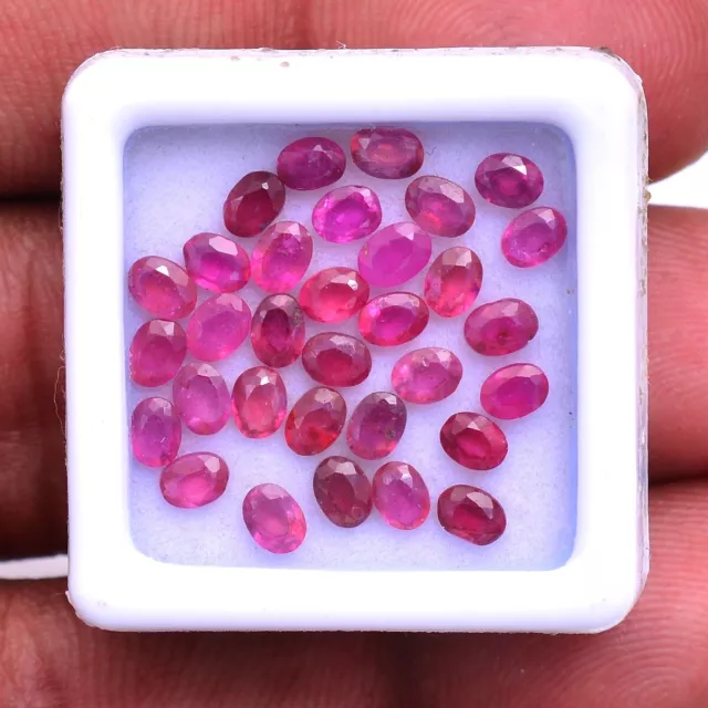 32 Pcs Natural Mozambique Ruby Rich Red 4mm 3mm Oval Faceted Cut Loose Gemstones