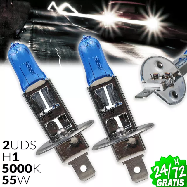 2x BOMBILLAS LAMPARA HALOGENAS H1 LUZ BLANCA 55 W 12 V TIPO XENON HID 5000K