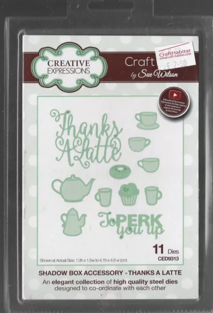 Creative Expressions. Thanks A Latte Die Set. Ref: 010. Die Cutting Cardmaking