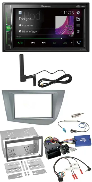 Pioneer MP3 DAB volante 2DIN Bluetooth autoradio per Seat Leon 2005-2012 argento