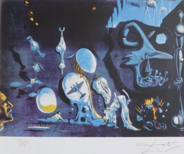 Salvador Dali "Idylle Atomique" Mano Numerada Placa Firmado Litografía Hiroshima