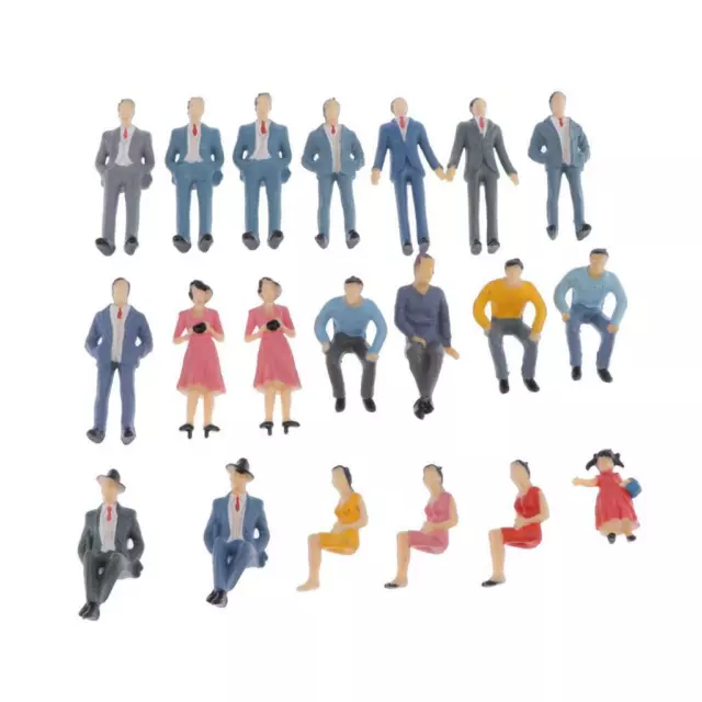 20pcs Personnages Miniatures Multicolore Modèle Homme Femme 1/30 pour Paysage