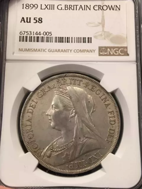 NGC AU 58 British coin Britain 1899 one crown 1 crown silver coin