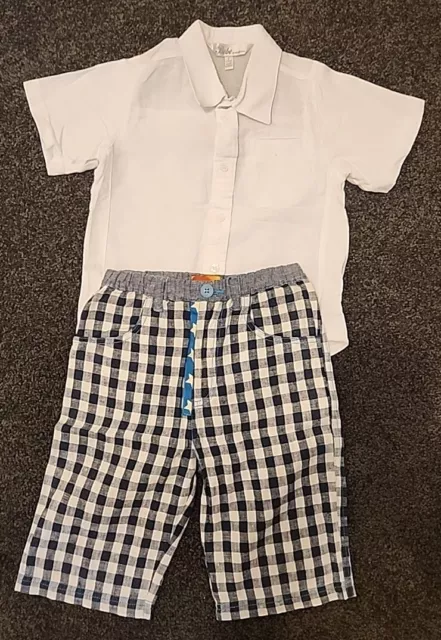 Boys Bundle - Bebe By Minihaha Shirt Size 2 & Albetta Boy Check Shorts Size 2-3