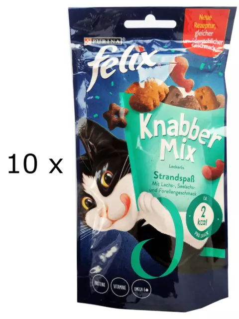 (EUR 33,25 / kg)  Felix Knabber Mix Strandspaß - Katzen-Snack 10 x 60 g