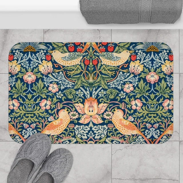 William Morris Bath Mat - Non-Slip Bathroom Rug - Artistic Design