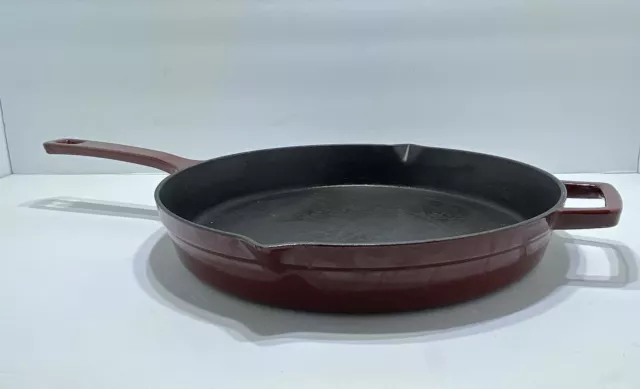 Martha Stewart Collection 12" Cast Iron Red Enamel Skillet Frying Pan