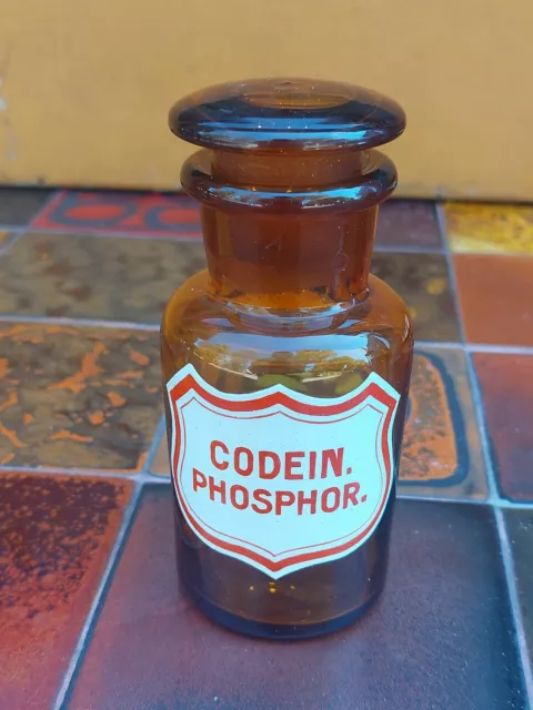 Flasche Apotheke Gläser Apothekerschrank Antik Codein Phosphor Leer