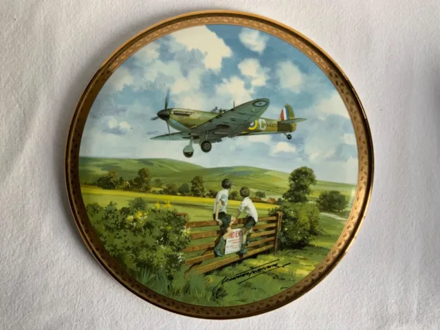 Davenport Pottery 'Heroes of the Sky' Spitfire Large Collector Plate 24ct Gold