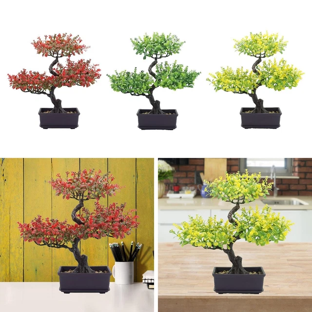 Bonsai artificiale realistico in vaso – Mini decorazione vegetale per tavolo, scrivania, casa, giardino zen, regalo – 7 opzioni di colore