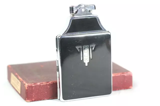 Ronson De-Light Mastercase Art Deco Black Enamel Lighter & Cigarette Case