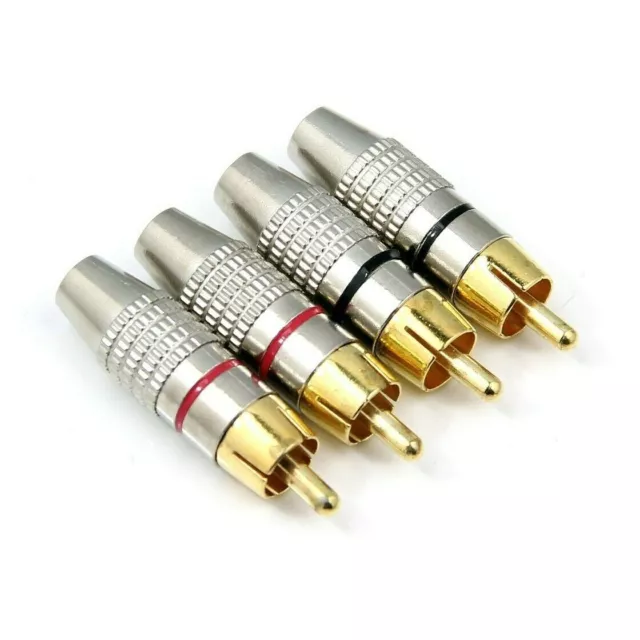 ( Pack of 4 ) RCA Phono Male Plug Non Soldering Solderless Connector Adapter AV