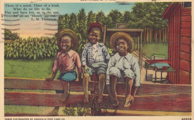 Black Americana Post Card - 1942 Three of A Kind