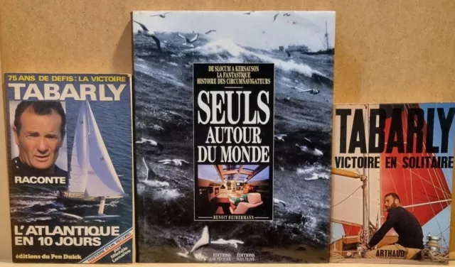 3 livres Tabarly heimermann  les grands exploits des navigateurs seuls solitaire