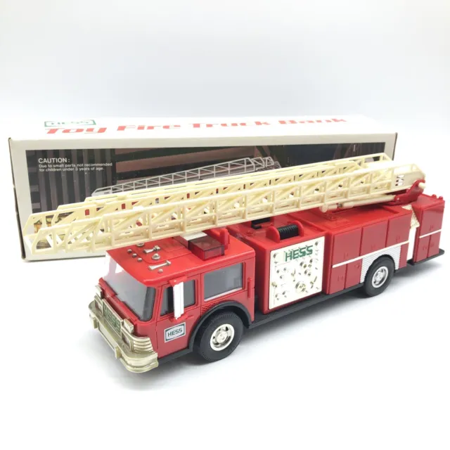1986 Hess Gasoline Fire Engine Truck Bank Firetruck w/ Ladder with Original Box