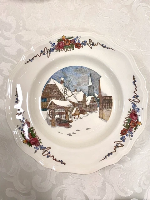 sarreguemines obernai Assiette Plate ou Creuse decor maison sous la neige