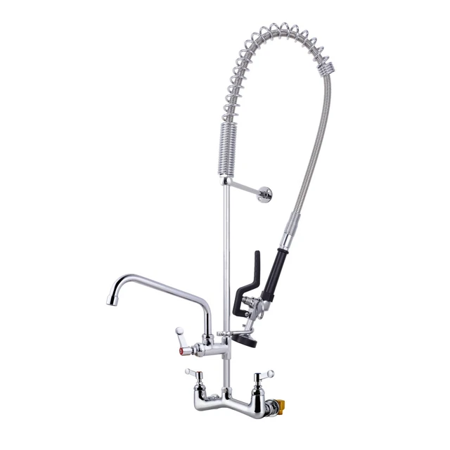 MaxSen Commercial Sink Faucet With Pre Rinse Sprayer 8" Center Wall Mount