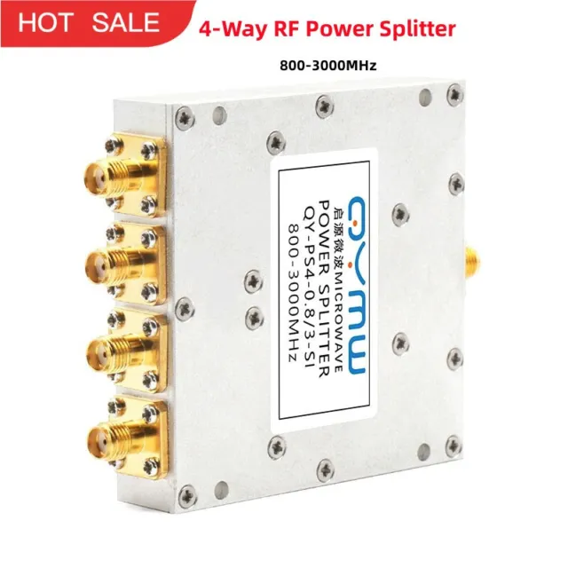 QY-PS4-0.8/3-SI 0.8-3GHz 4-Way RF Power Splitter RF Power Combiner w/SMA-Female