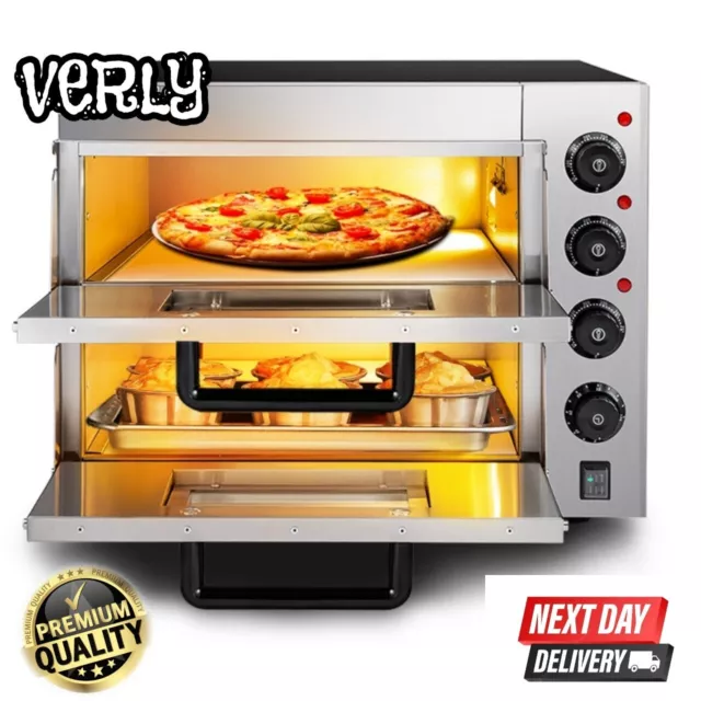 BEST SELLER ! Commercial 2-Deck Electric Pizza Stone Base Oven 16″  BRAND NEW