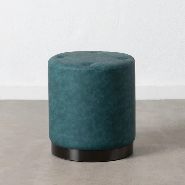 Puff blu scuro ecopelle 38x38x42 cm DMF