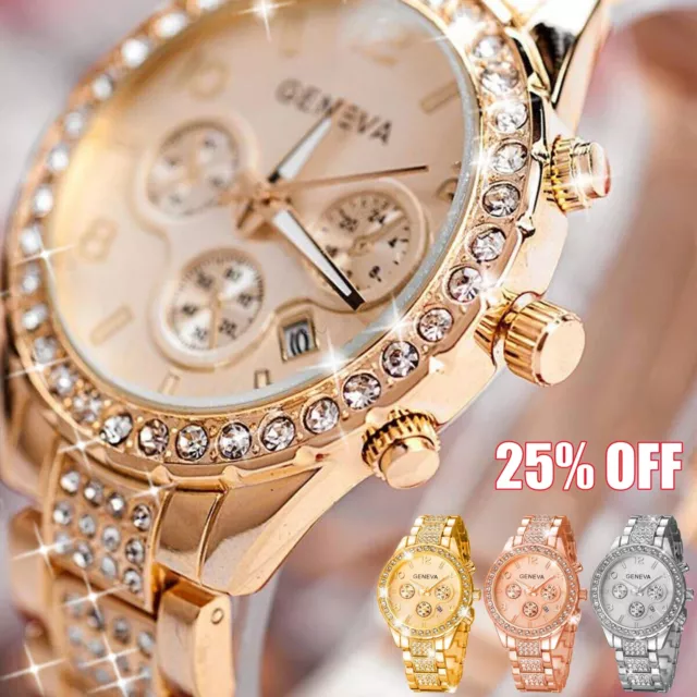 Crystal Diamante Ladies Women Wrist Watches Quartz Fashion Rhinestone Watch Gift