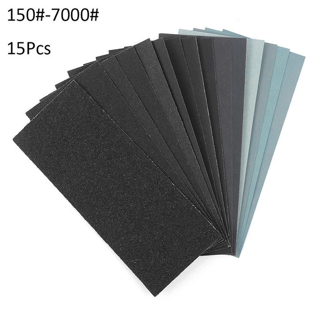 15 piezas papel de lija húmedo seco 150-7000 grano 57*140 mm papel de lija húmedo