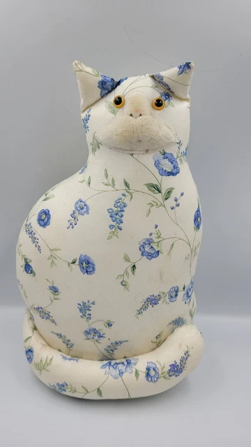 Vintage 1990s Bonnie Sewell  Designs 13" Tall Stuffed Cat Doorstop or Decoration