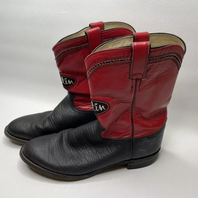 Justin 3410 Roper Cowboy Boots Boot Scooting Made in USA Womens 10.5 Red Black