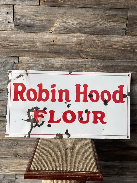 Robin. Shop Sign VINTAGE ROBIN HOOD Flour Porcelain Advertising Sign $425.00 - PicClick CA