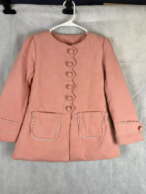 Vintage pink girls kids pea coat coat jacket size 150 12