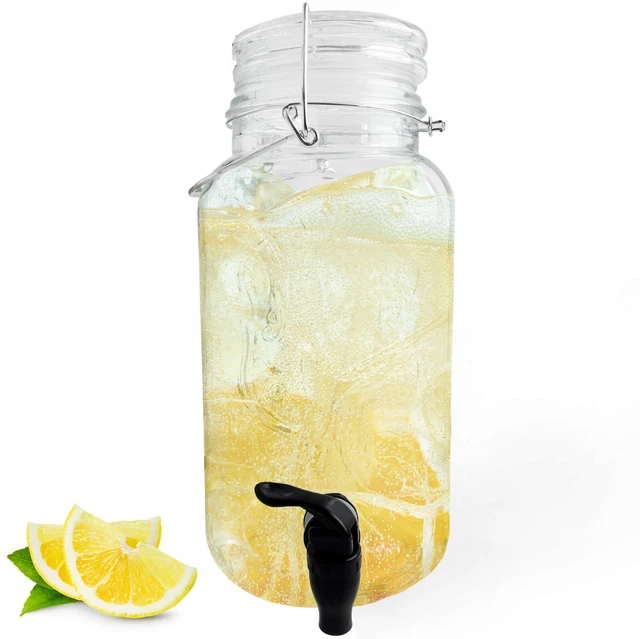 Glasgetränkespender 3,5 L mit Zapfhahn - Saftspender Glas mit Deckel