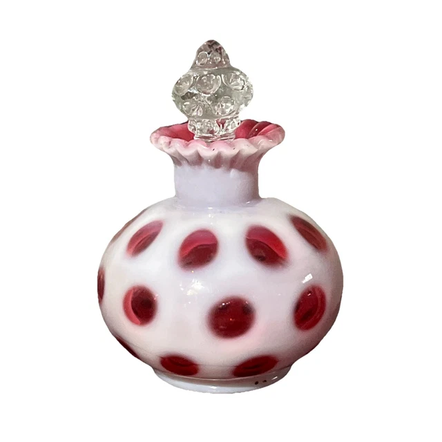 ビンテージ　フェントン　 ドット ANTIQUE/VINTAGE FENTON COIN Dot Cranberry & White Opalescent