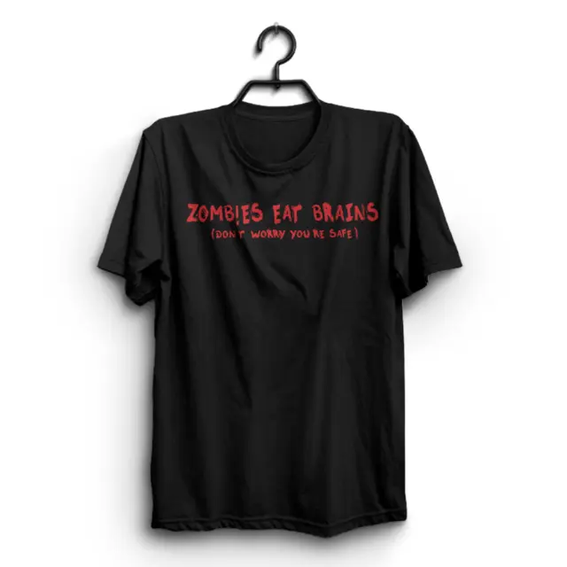 T-shirt divertenti ZOMBIES EAT BRAINS da uomo novità t-shirt abbigliamento maglietta scherzo regalo