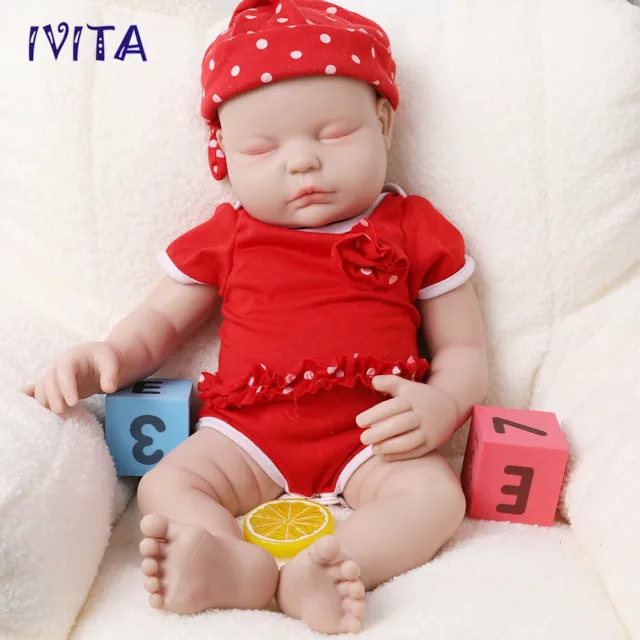 48cm Handmade Sleeping Baby Girl Lifelike Silicone Reborn Doll Real Touch Xmas
