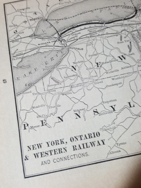 1895 RAILROAD ROUTE map NEW YORK ONTARIO & WESTERN RAILWAY train report ...