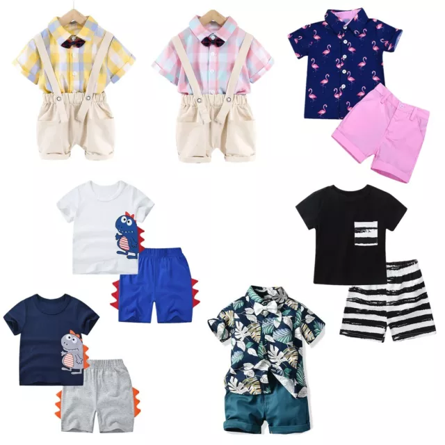 Toddler Kids Baby Boys Summer Short Sleeve T-Shirt + Shorts 2PCS Clothes Outfit