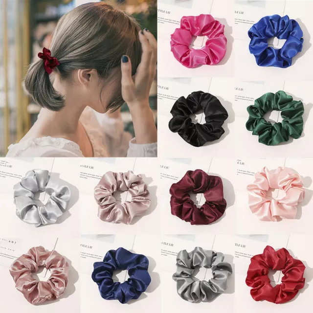 Satin Silk Lightweight Hair Scrunchie Scrunch Bobble Elastic Band Handmade Large