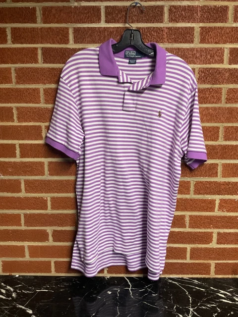 Vintage LARGE RALPH LAUREN POLO short sleeve Dress SHIRT button up vtg purple
