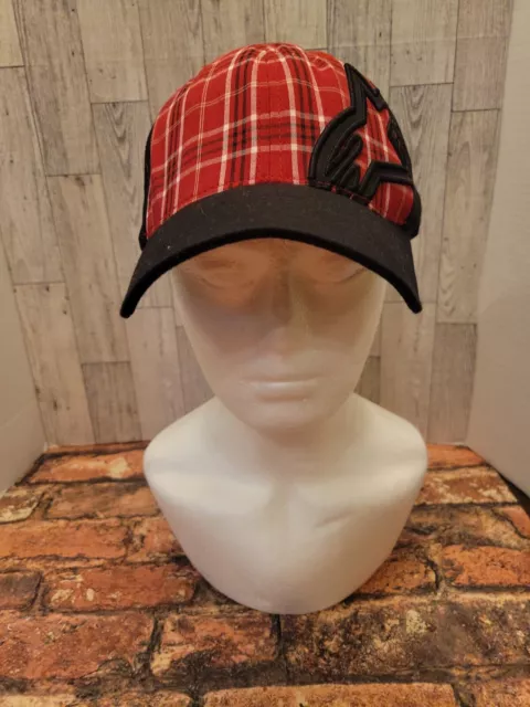 ALPINESTARS (Astars) L/XL FlexFit Black Red Plaid Hat Cap RN#101452