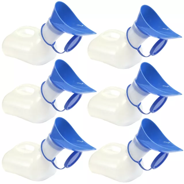 Unisex Stecker Buchse Tragbar Reise Universal Urinal 1000ml Flasche + Deckel x 6