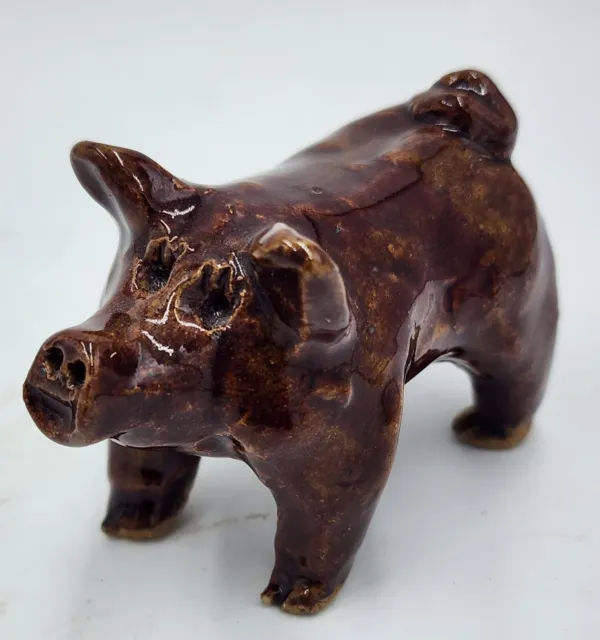 Bennington Earthenware Pottery Pig Piggy End Of The Day Signed Ohio Estate