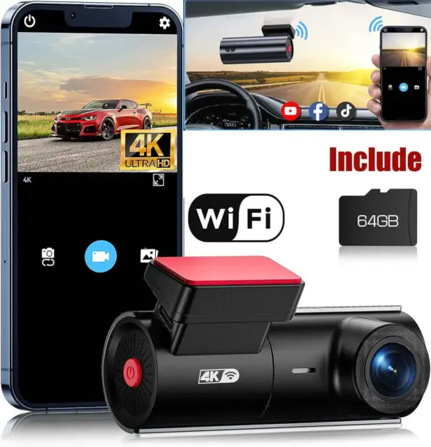TOGUARD 4K WIFI Dashcam UHD 2160P autocamera visione notturna  videoregistratore scheda 64 GB EUR 61,25 - PicClick IT