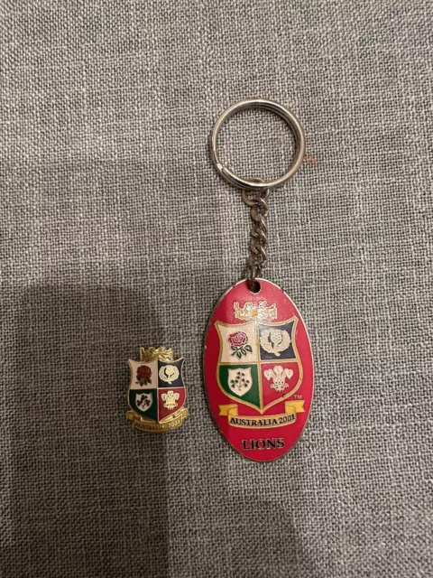 British Lions 2001 Pin Badge And Key Ring