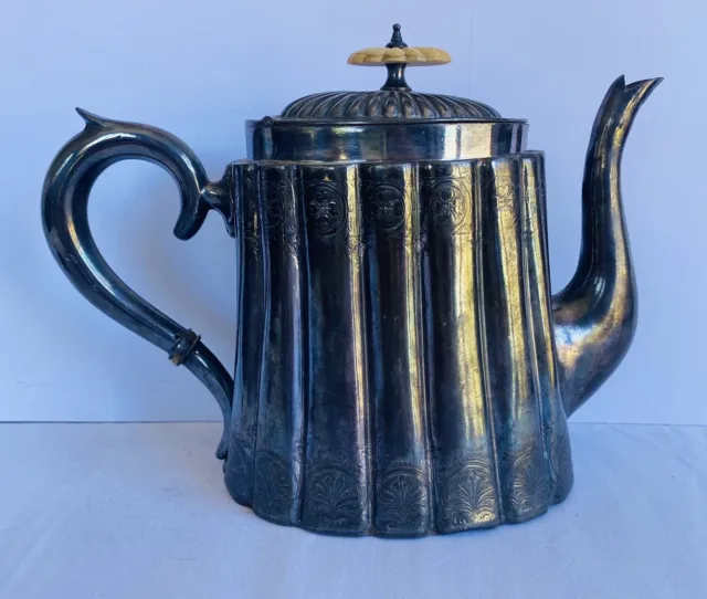PEWTER Original Vintage Teapot Edwardian Victorian Antique Silver Ware Tea Pot