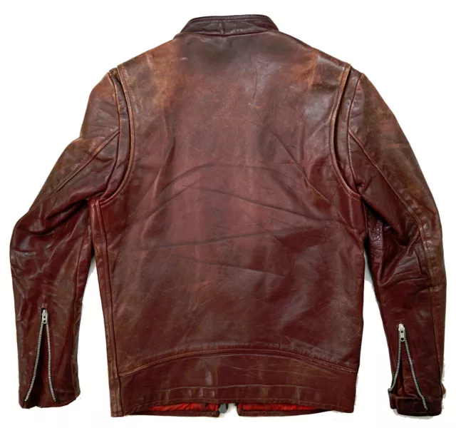 BRITISH CYCLE LEATHER Damen Cafe Racer Biker Motorrad Lederjacke Braun 40 L 3