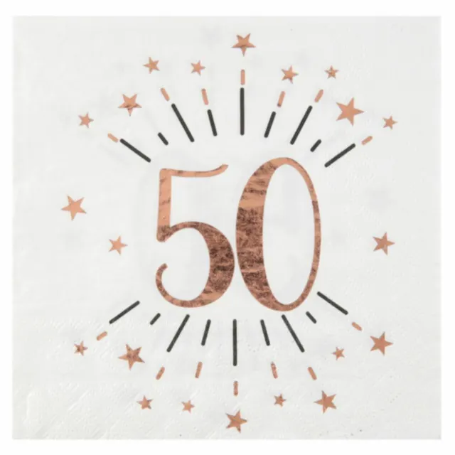 50th Birthday Party Pack | Rose Gold Tableware Plates Napkins Cups x10pc 2