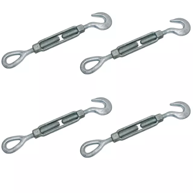 4 Pc 3/4" x 6" Hook Eye Galvanized Turnbuckle Pulley Drop Forged 3,000 Lbs WLL