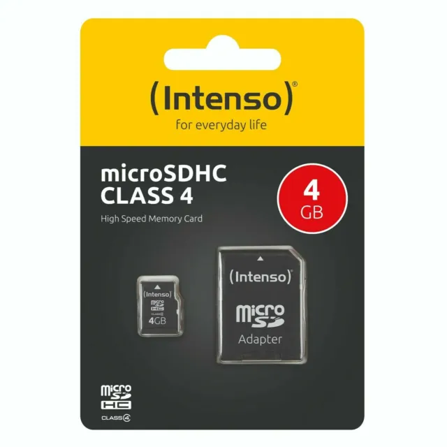 Intenso 4 GB MicroSDHC Micro SD Speicherkarte mit SD-Adapter Class 4 SD-Adapter